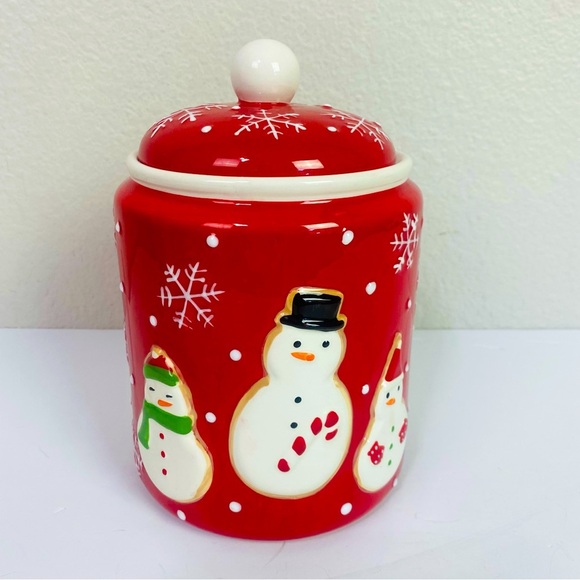 Hallmark Holiday Snowman Cookie Jar Canister 9.5” x 6.5” - Picture 2 of 8